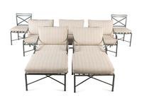 A Set of Green-Painted Garden Seating Furniture