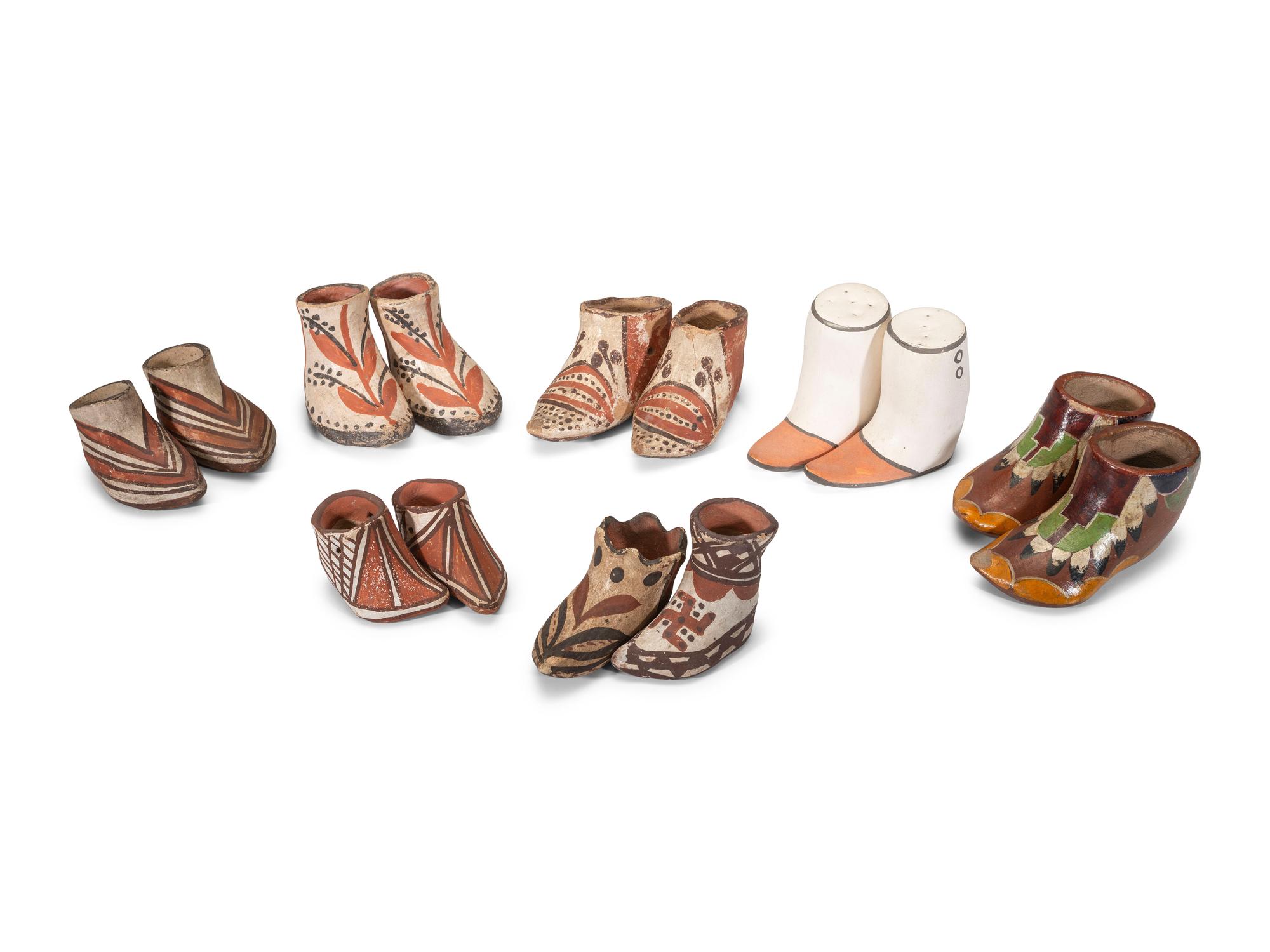 Isleta and Tesuque Pottery Moccasins