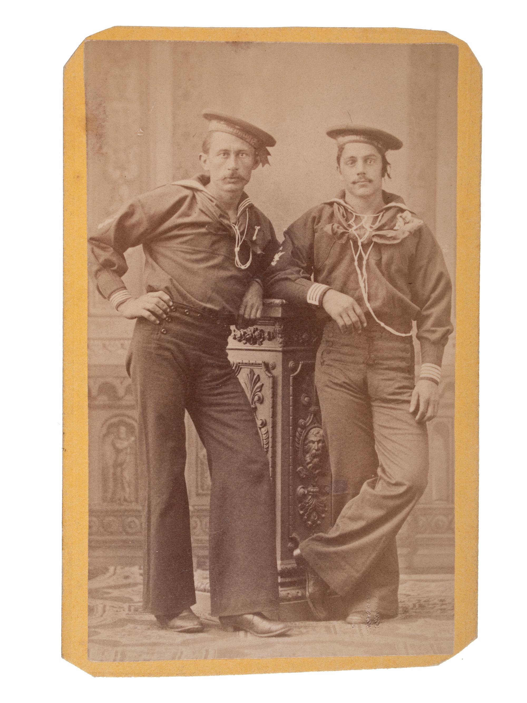 [EARLY PHOTOGRAPHY - NAVY]. A group of 17 CDVs and cabinet cards of sailors.