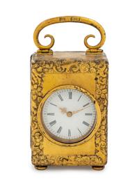 An English Silver-Gilt Miniature Clock