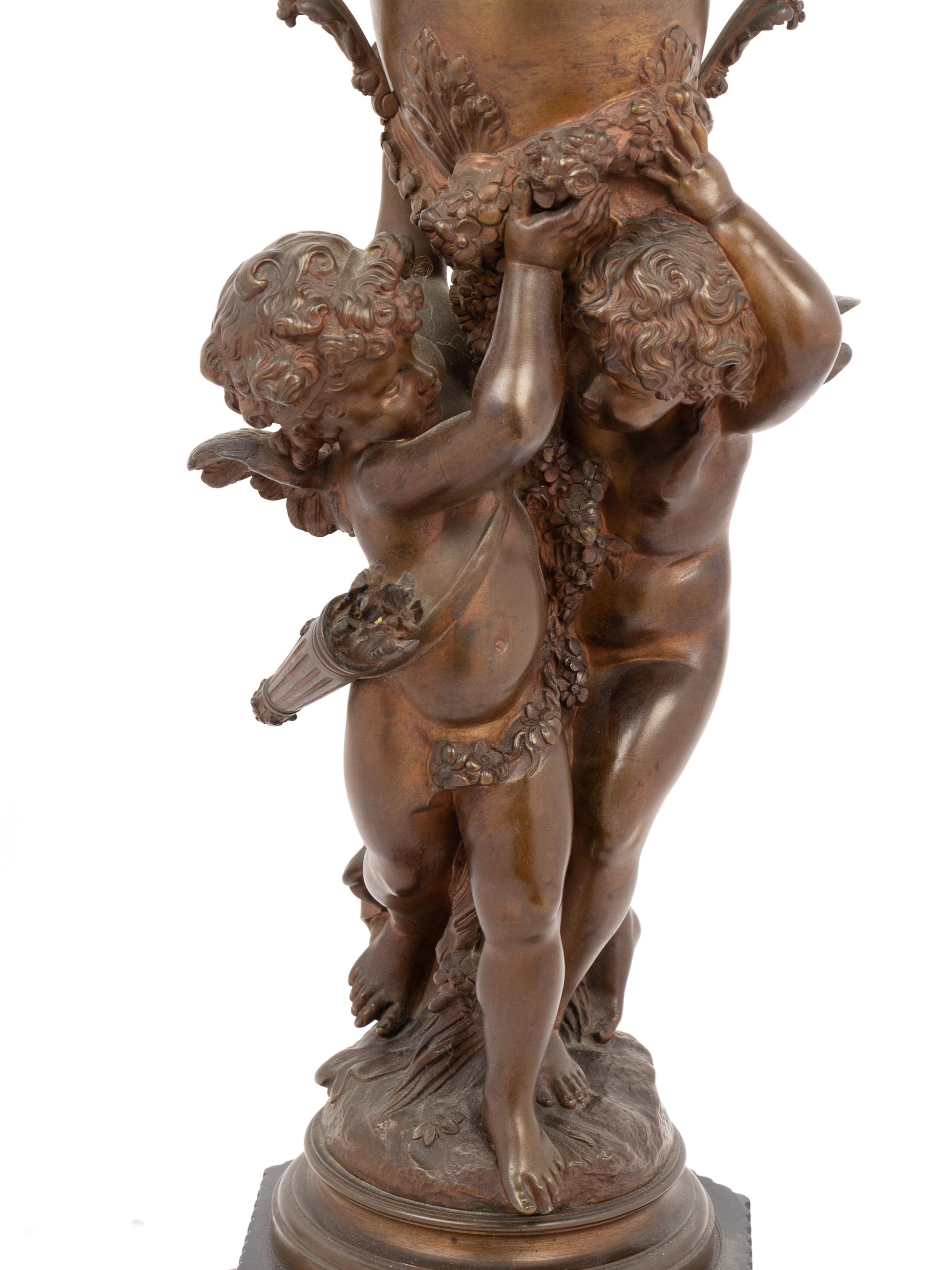 A Continental Bronze Figural Group Mounted as a Lamp