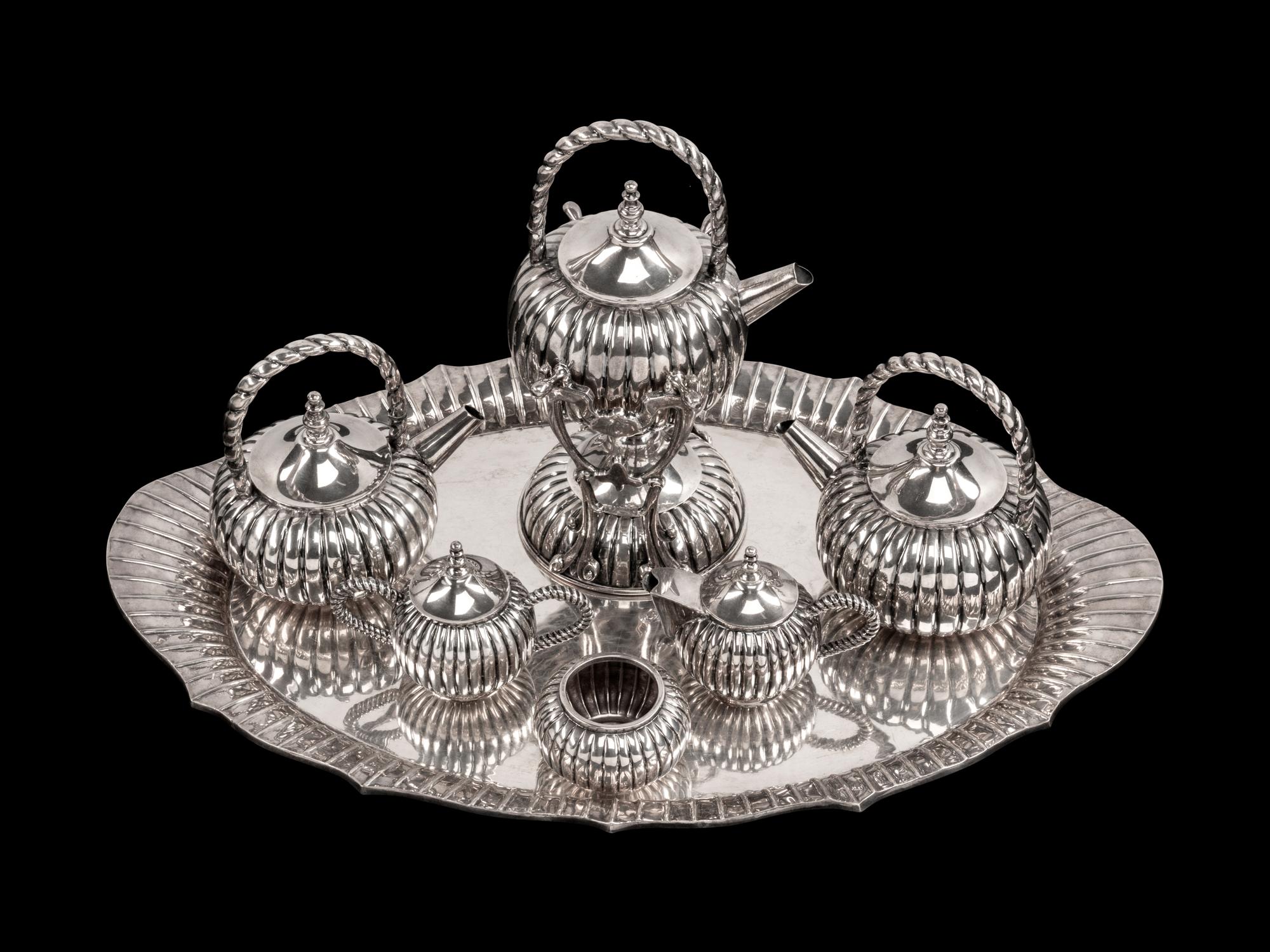 A Mexican Sterling Silver Seven-Piece Tea and Coffee Service — Kimberly, Mexico City