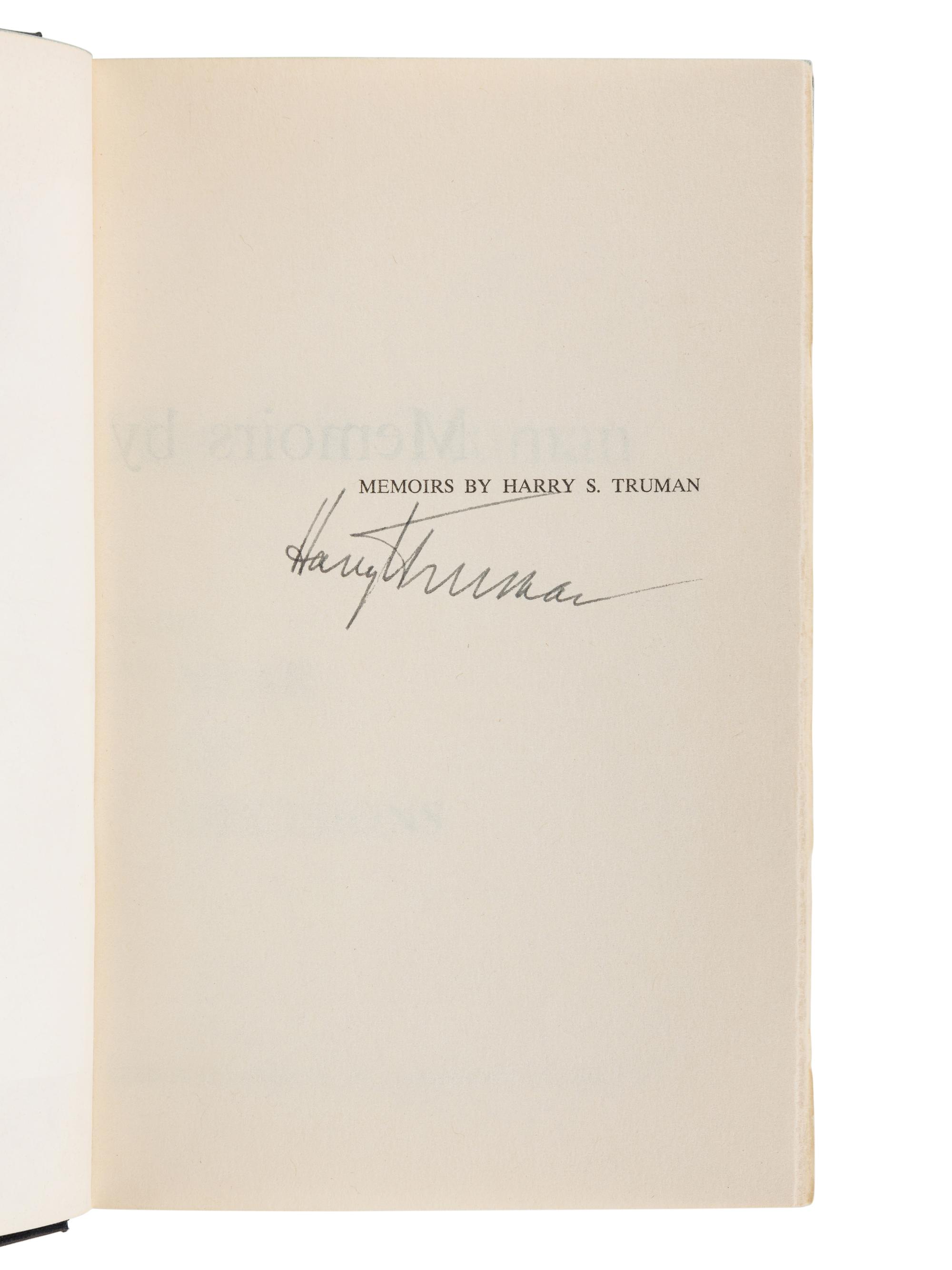 TRUMAN, Harry S. (1884-1972). Memoirs: Year of Decisions. Garden City: Doubleday & Company, Inc., 1955.