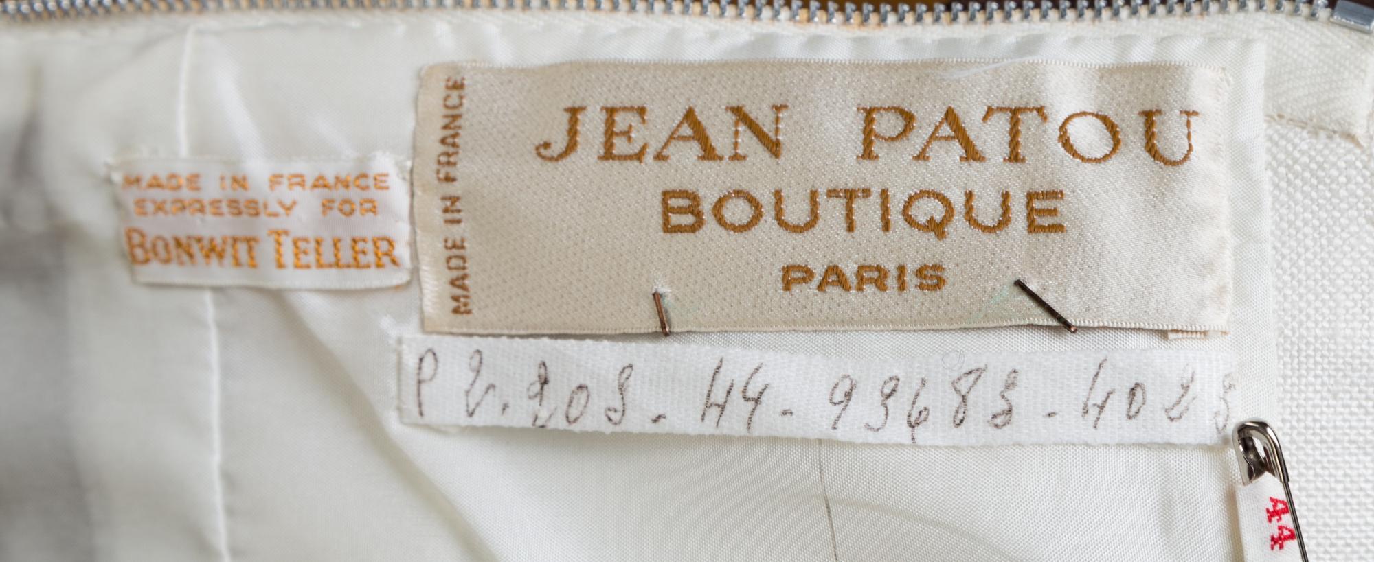 A Jean Patou White Linen and Brown Terry Cloth Mod Mini Jumper, Size 44.