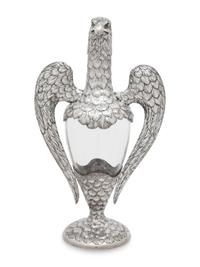 A German Silver-Mounted Glass Eagle-Form Decanter