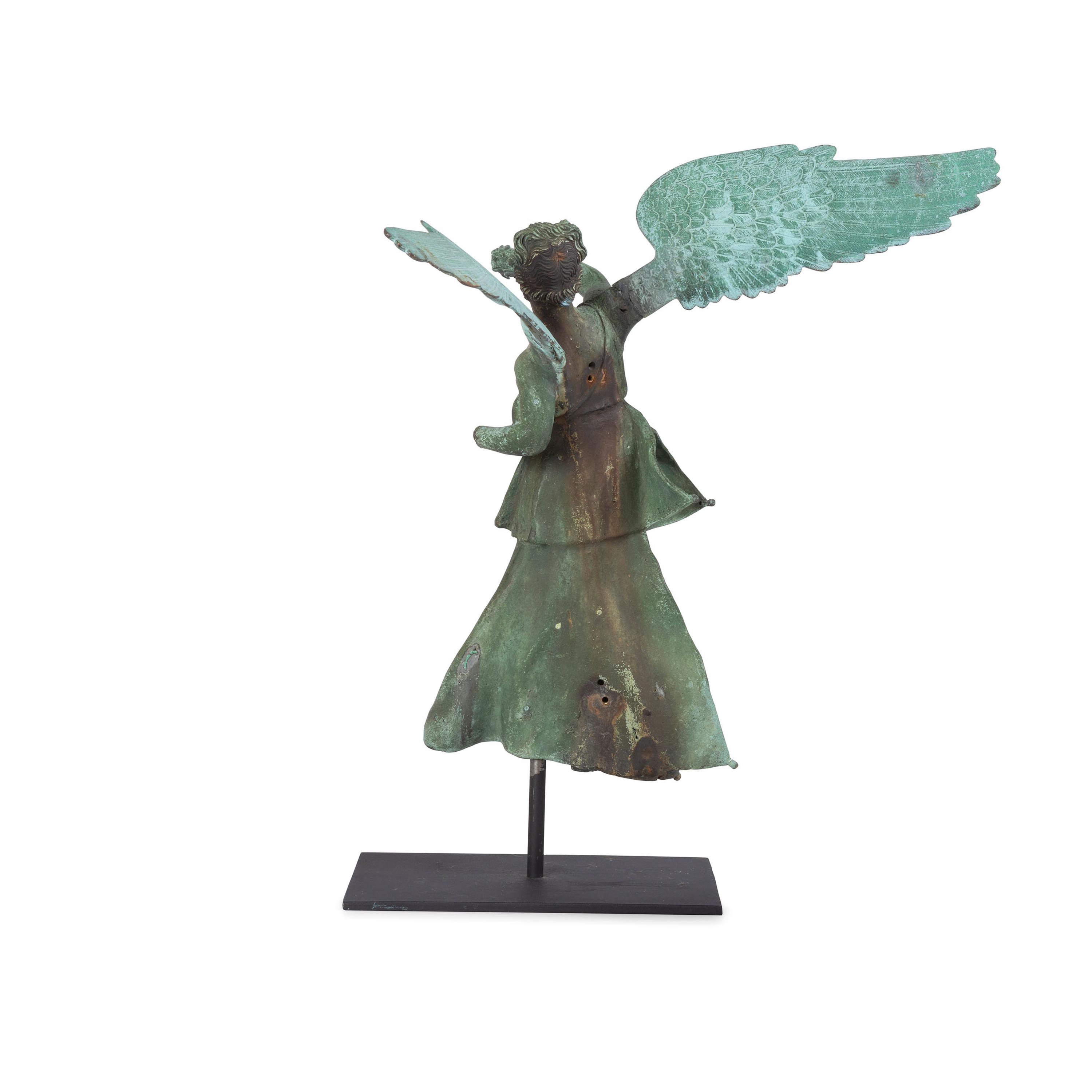 A Cast Bronze Figural Finial of an Angel