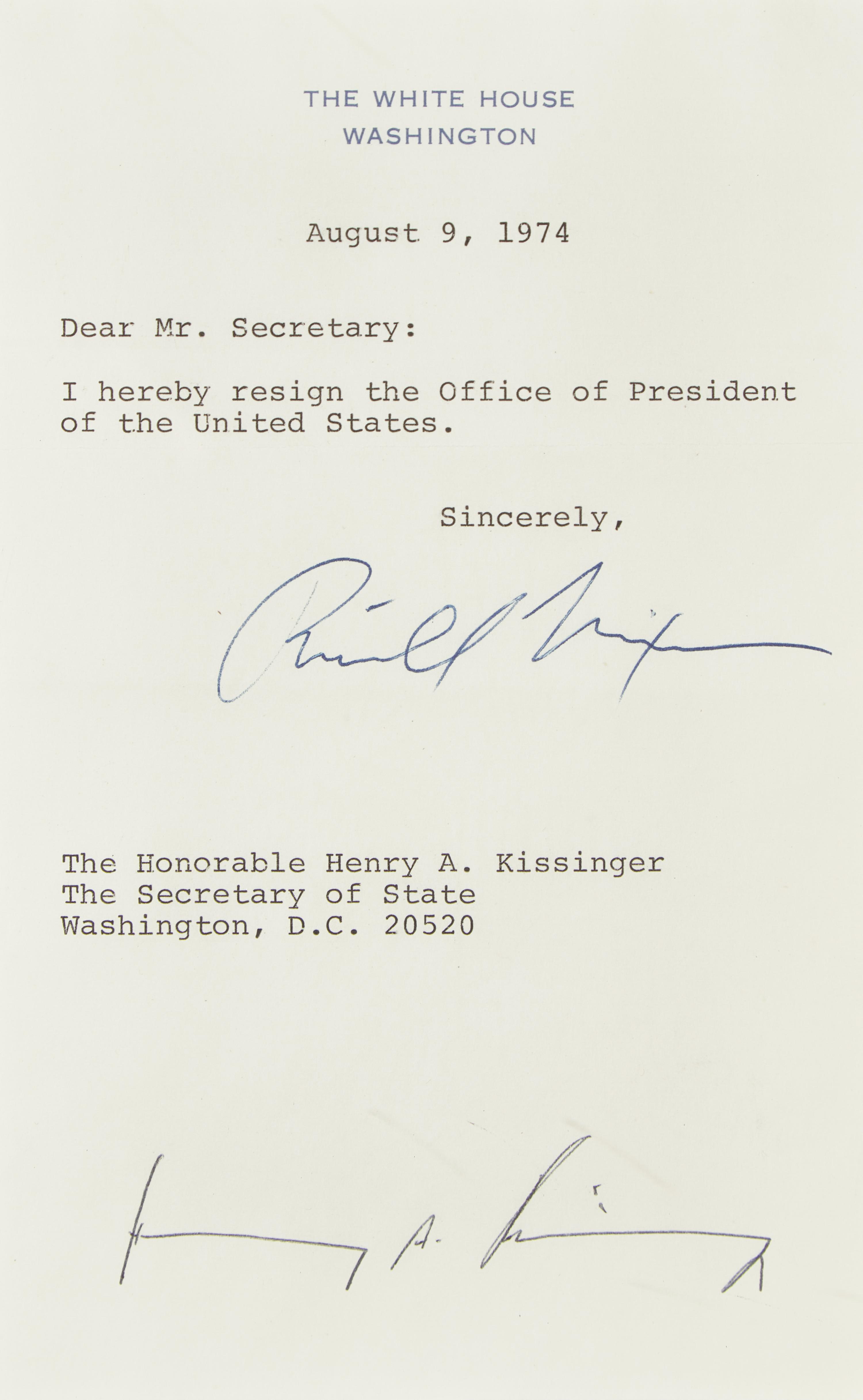 [Presidential] Nixon, Richard, and Gerald Ford. Group of 2 Souvenir Typed Documents, signed