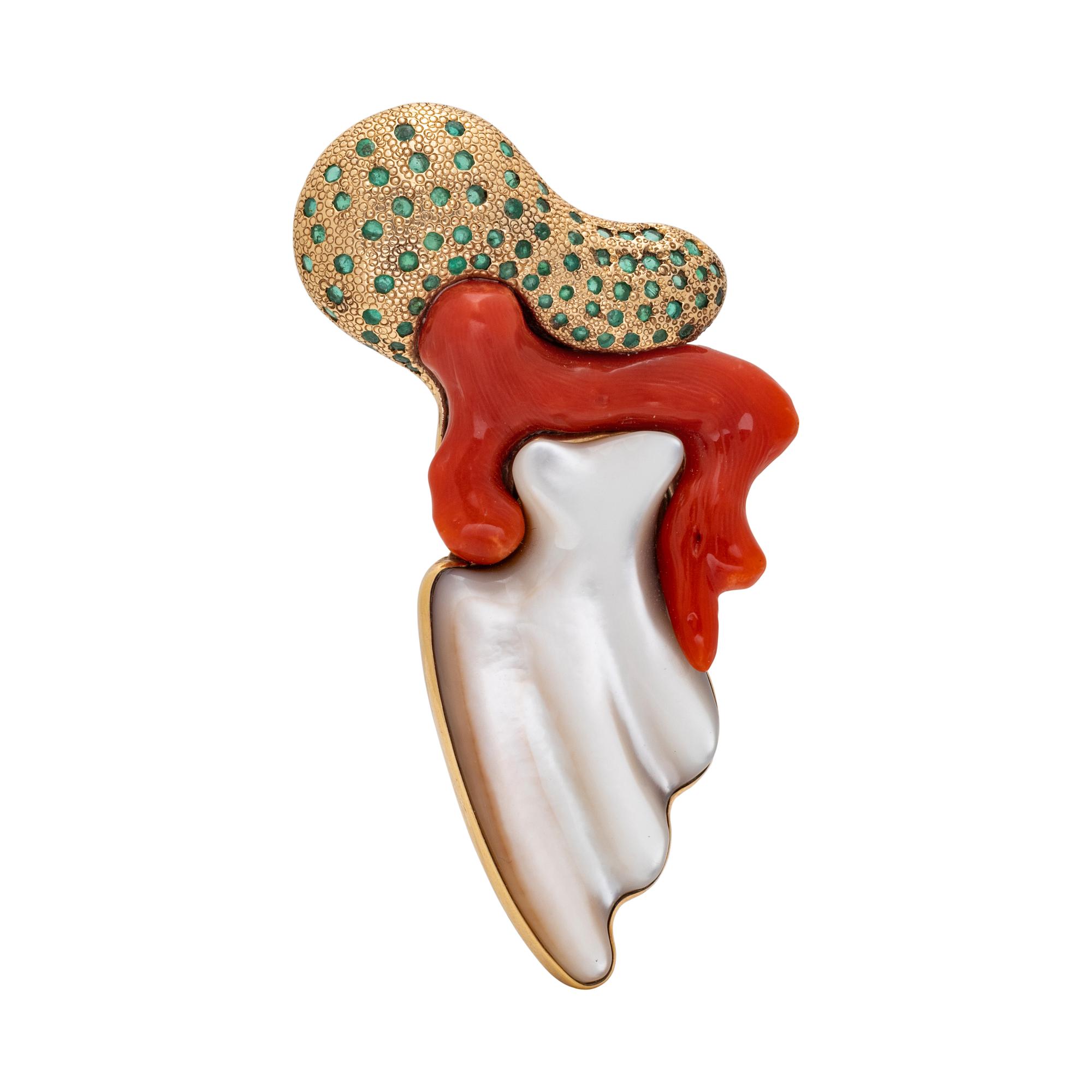 JEFF AND SUSAN WISE, MULTIGEM FREE-FORM BROOCH