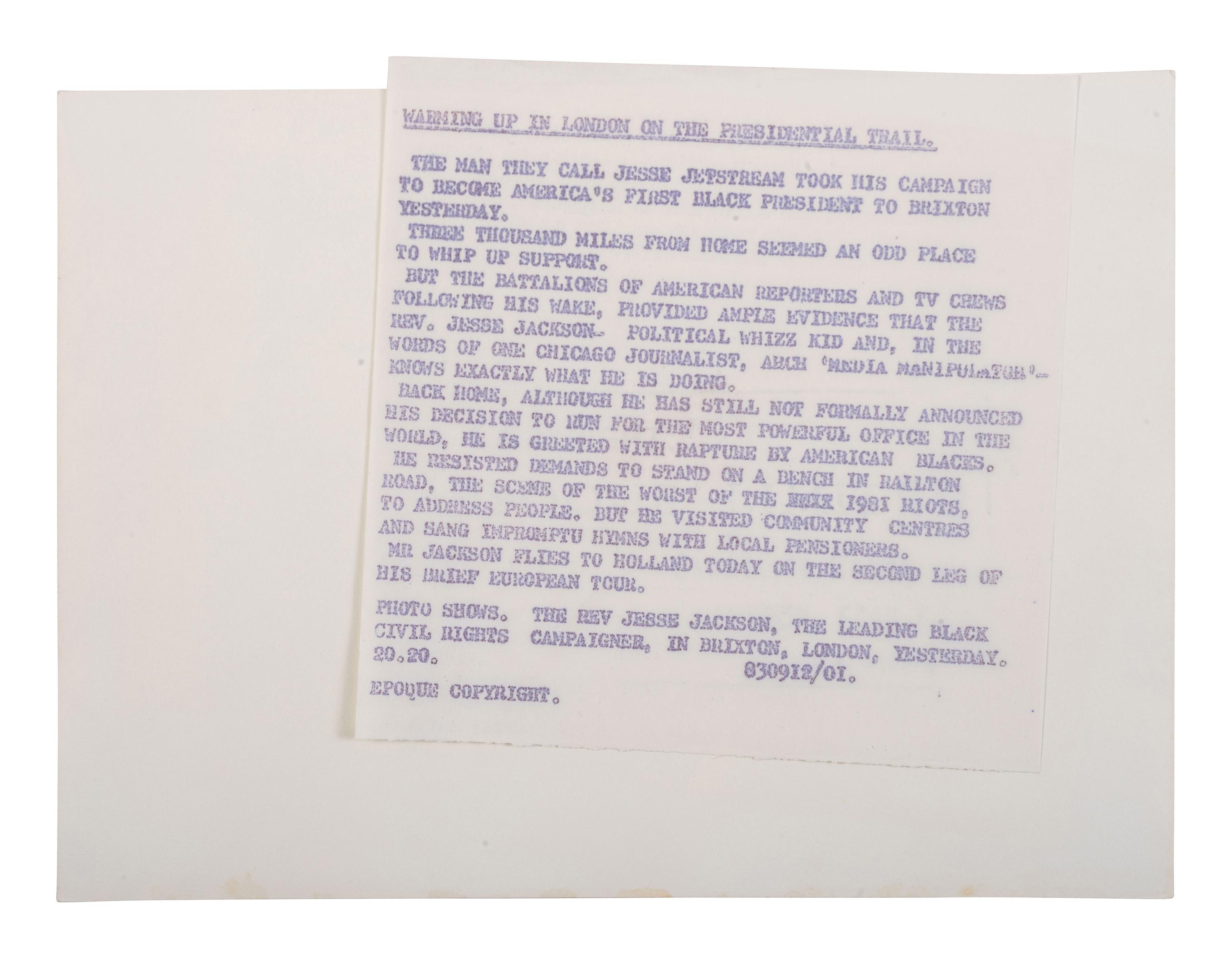 [JACKSON, Rev. Jesse L. (b. 1941 )]. Political ephemera from Jackson's 1984 and 1988 presidential campaigns, comprising: