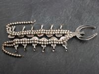 Navajo Silver, Coral, and Turquoise Squash Blossom Necklace and Link Concha Belt