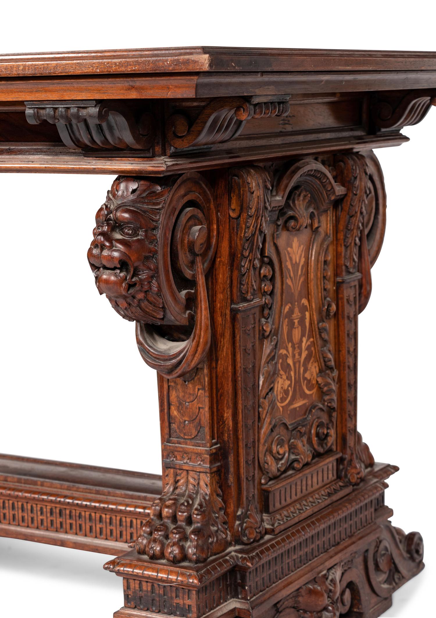 A Renaissance Revival Walnut Refectory Table