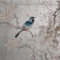 A Silvered Wallpaper Seven Panel Floor Screen