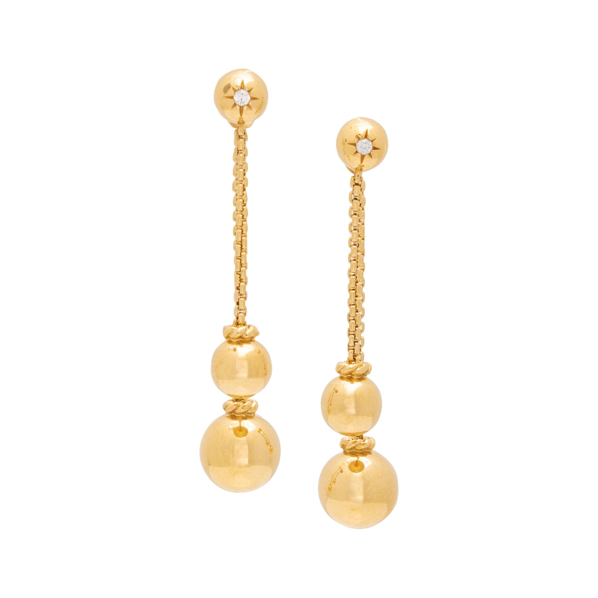 DAVID YURMAN, YELLOW GOLD AND DIAMOND DROP EARRINGS