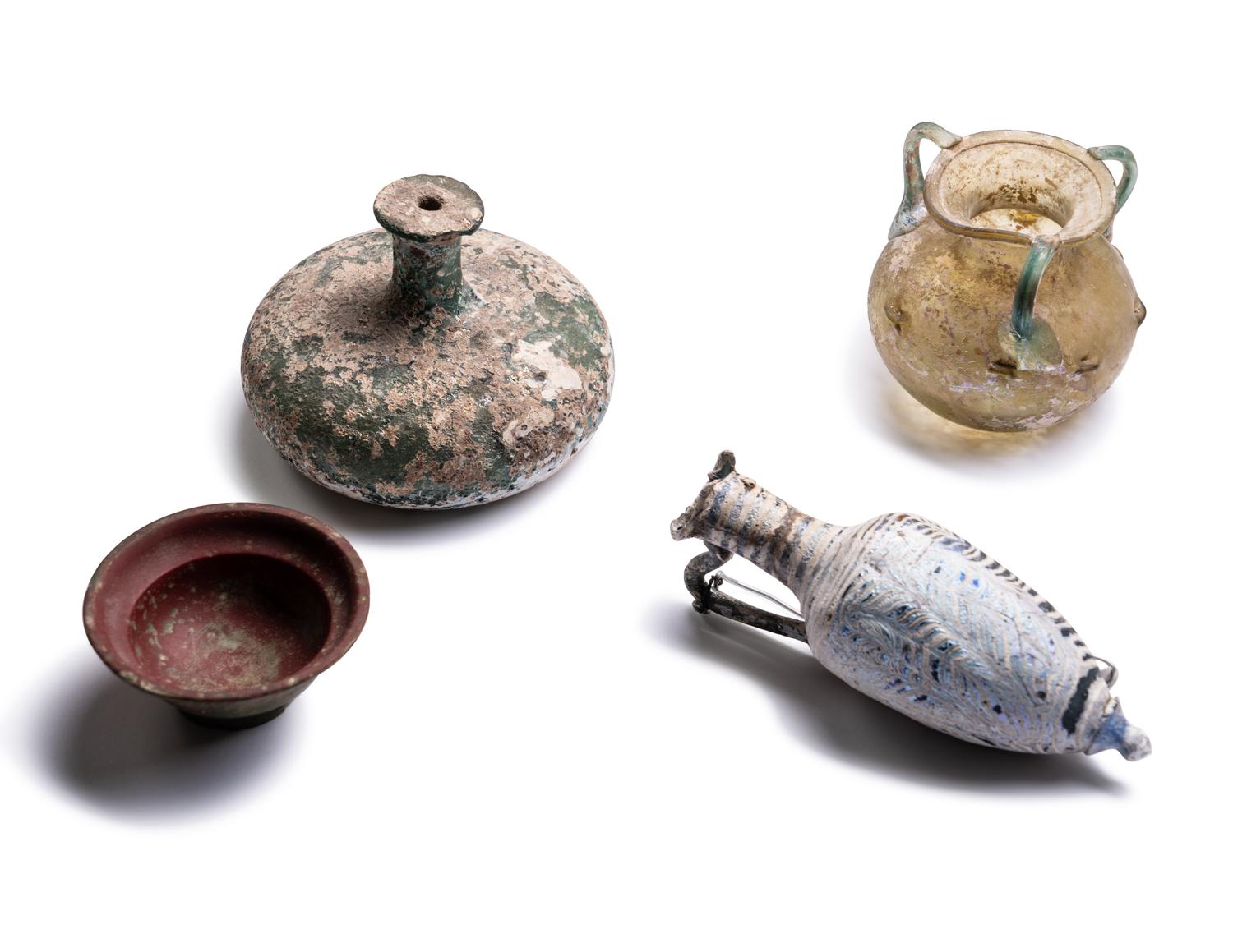 A Group of 9 Greco-Roman Glass Vessels
