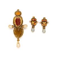 Iradj Moini, Brooch & Ear Clips Set
