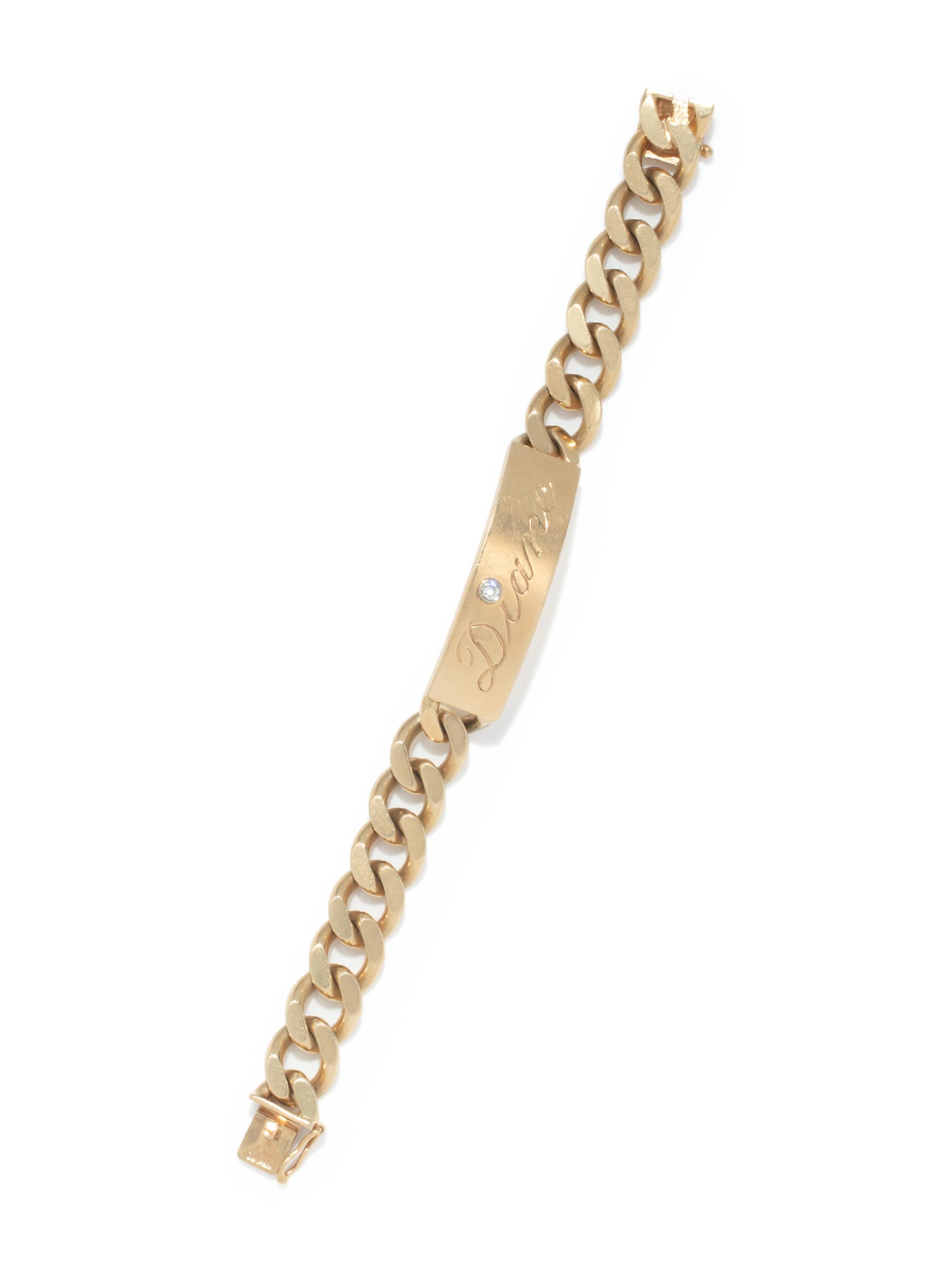 YELLOW GOLD AND DIAMOND ID TAG BRACELET
