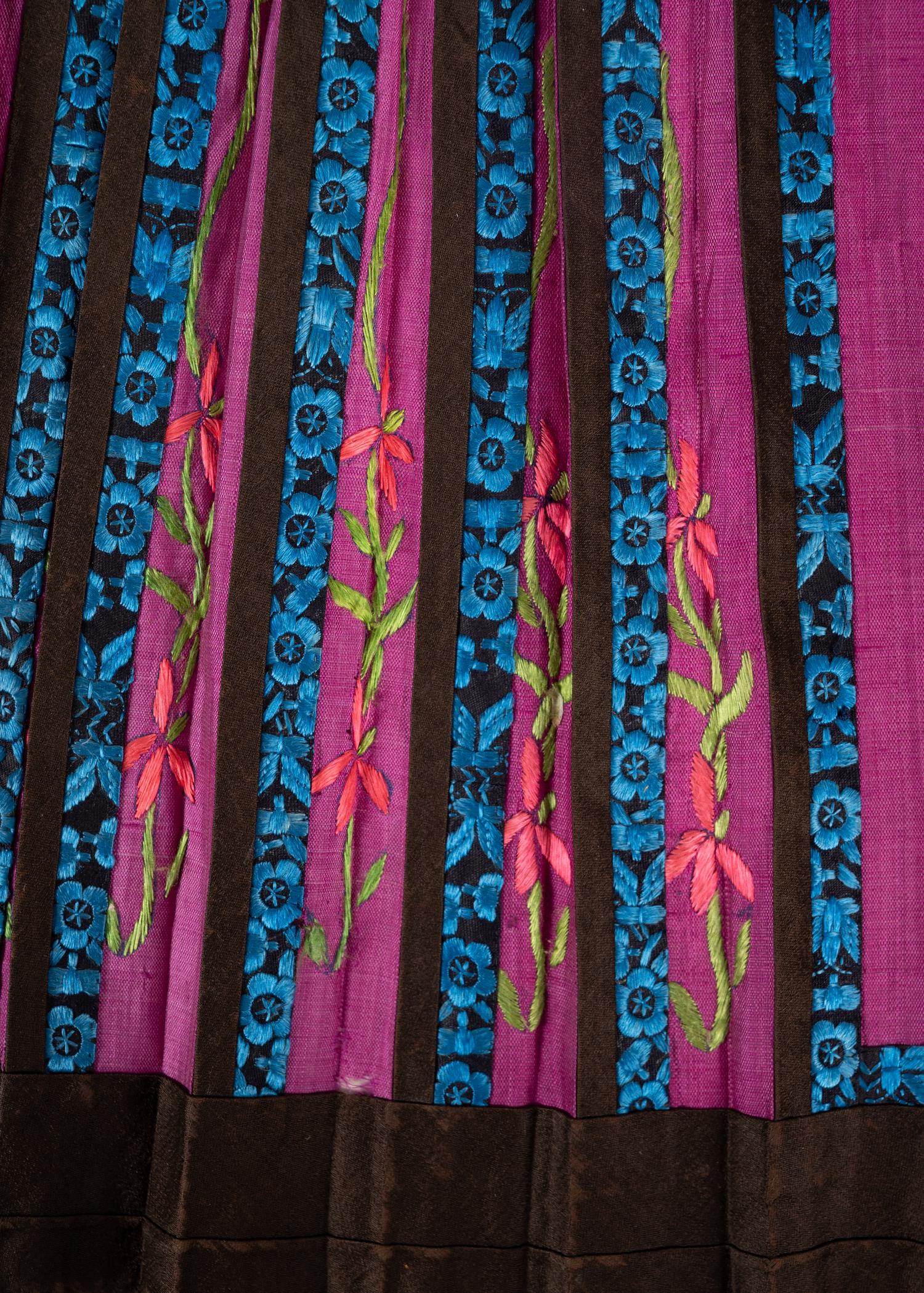 Two Chinese Silk Embroidered Apron Skirts