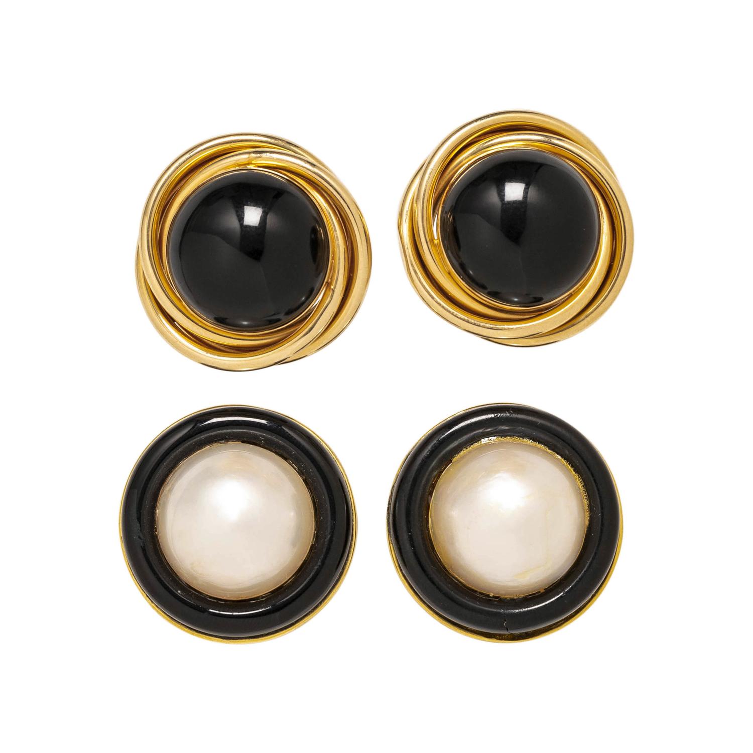 COLLECTION OF YELLOW GOLD EARCLIPS