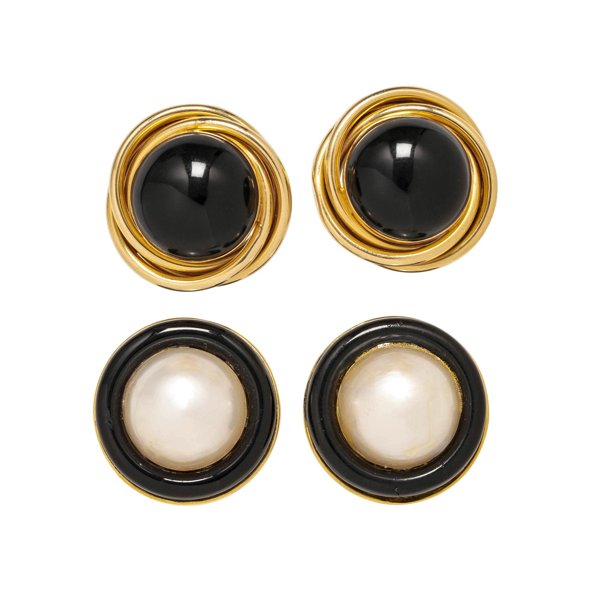 COLLECTION OF YELLOW GOLD EARCLIPS