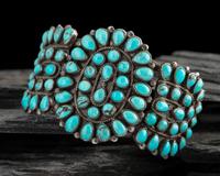 Silver and Turquoise Cluster Cuff Bracelet