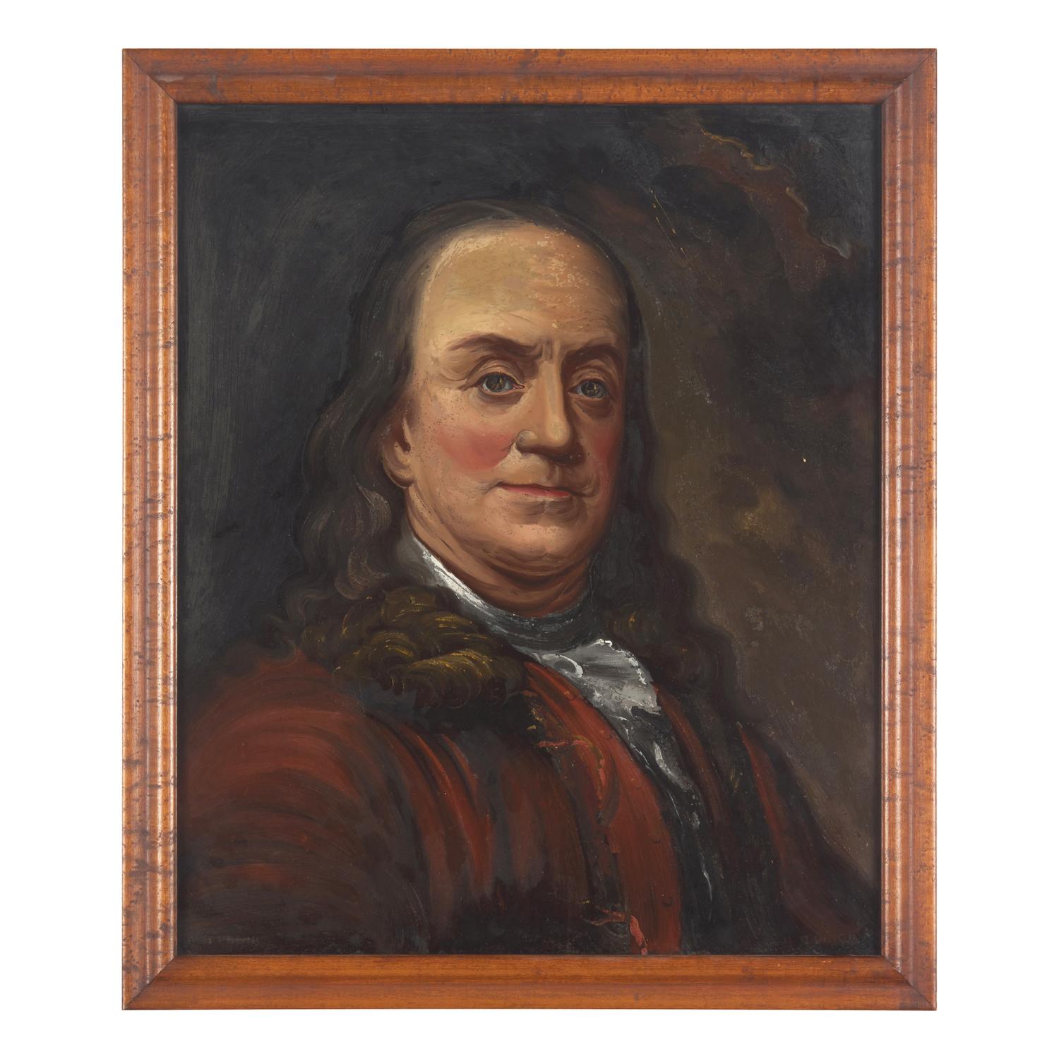 William Matthew Prior Benjamin (1806-1873), After Joseph Siffred Duplessis (1725-1802), An Eglomise Portrait of Benjamin Franklin
