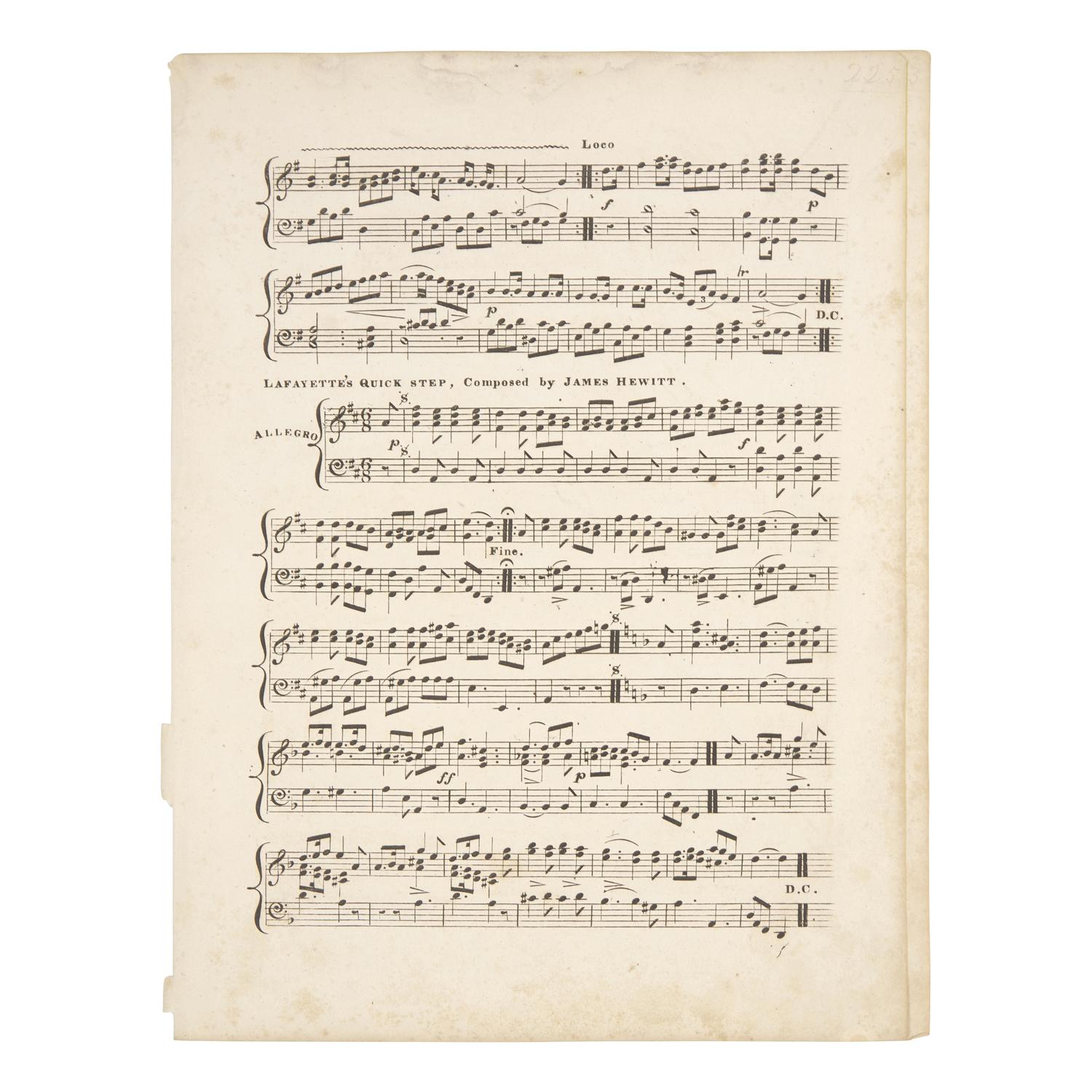 [Lafayette, Marquis de] Sheet Music for The Boston Brigade March, as Performed by the Boston Brigade Band During the Marquis de Lafayette's Visit During his Triumphal Return and Tour of America in 1824-25