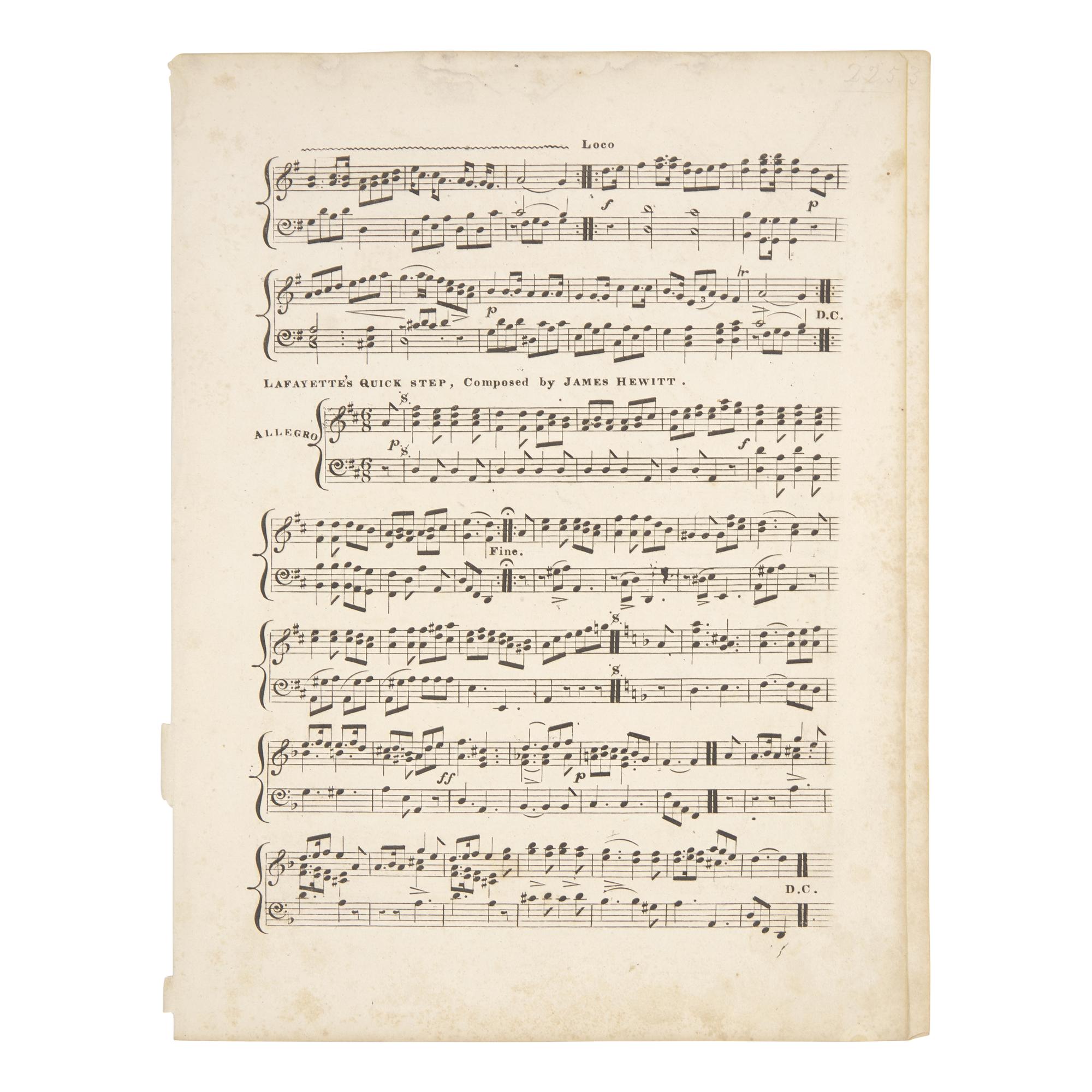 [Lafayette, Marquis de] Sheet Music for The Boston Brigade March, as Performed by the Boston Brigade Band During the Marquis de Lafayette's Visit During his Triumphal Return and Tour of America in 1824-25
