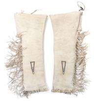 Two Pairs of Blackfeet Quilled Leggings Length of first 33 1/2 inches.