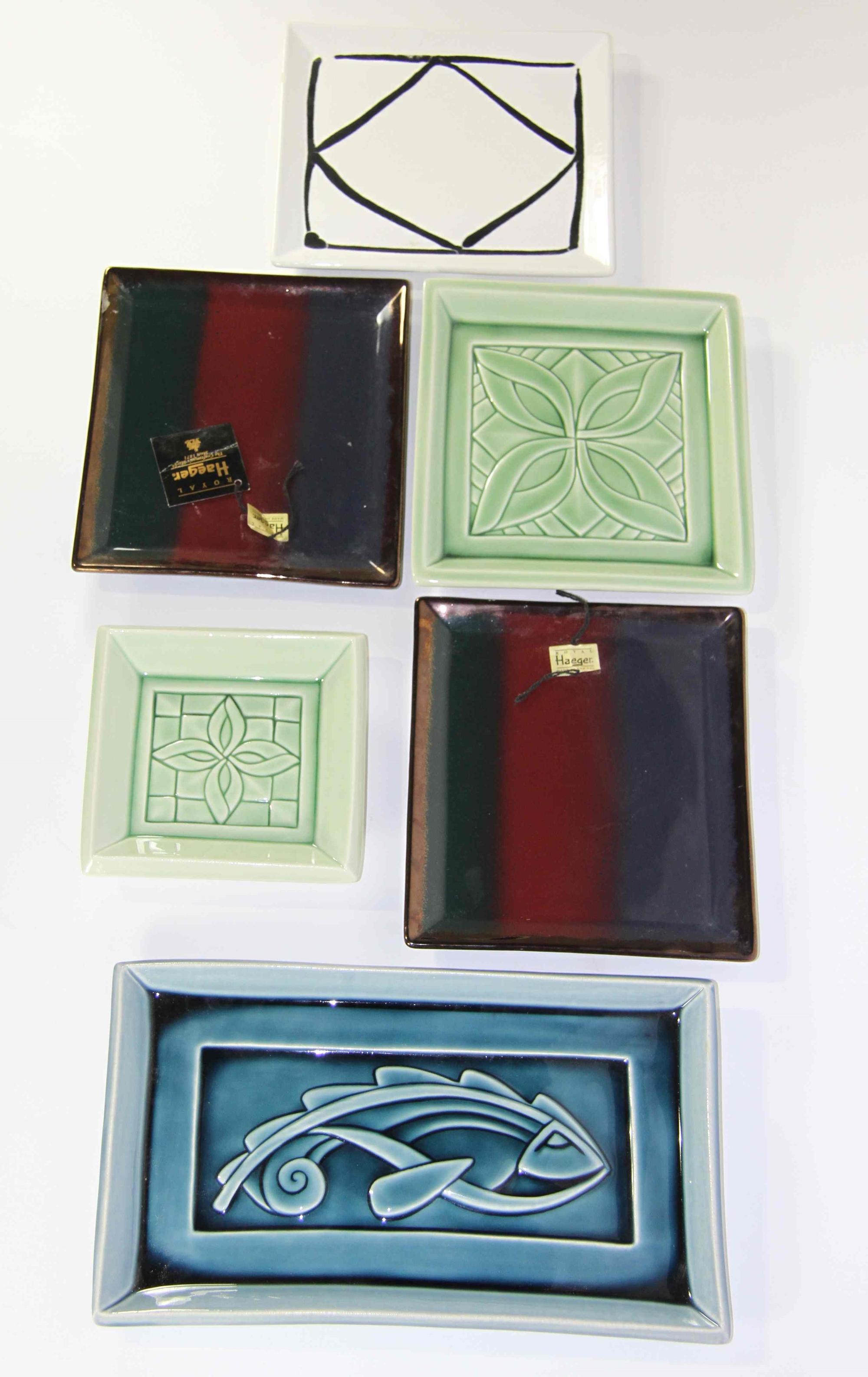A Group of Six Pottery Serving Plates Width of widest 13 1/2 inches.