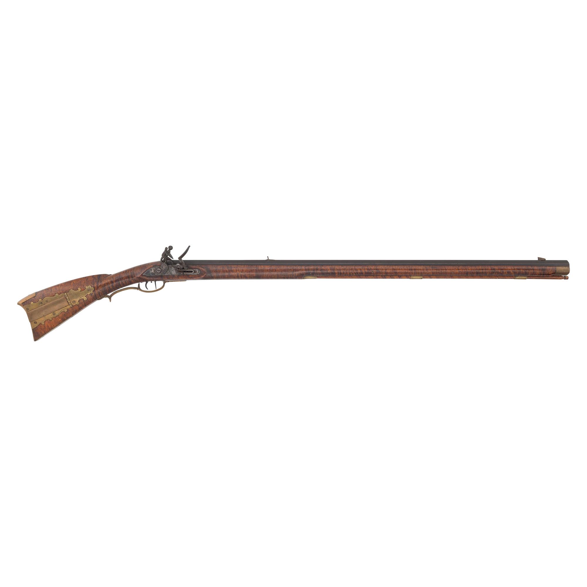 19th Century Fullstock Flintlock Rifle with Heavy Barrel and Tower Lock