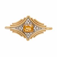 Citrine, Diamond, and Yellow Gold Brooch