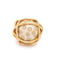 VERDURA, YELLOW GOLD, COCHOLONG AND DIAMOND 'POLKA DOT' RING