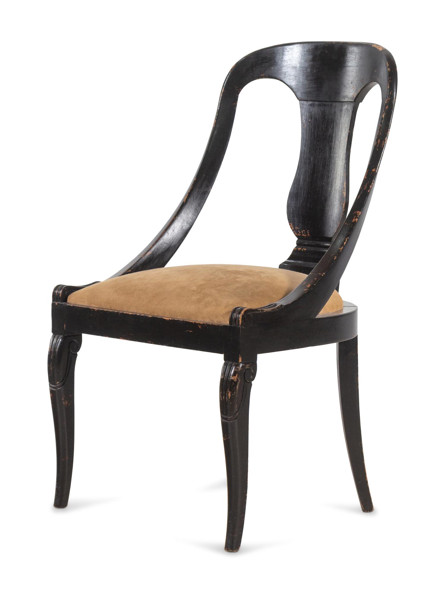 A Black-Painted Barrel-Back Side Chair