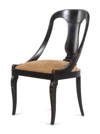 A Black-Painted Barrel-Back Side Chair