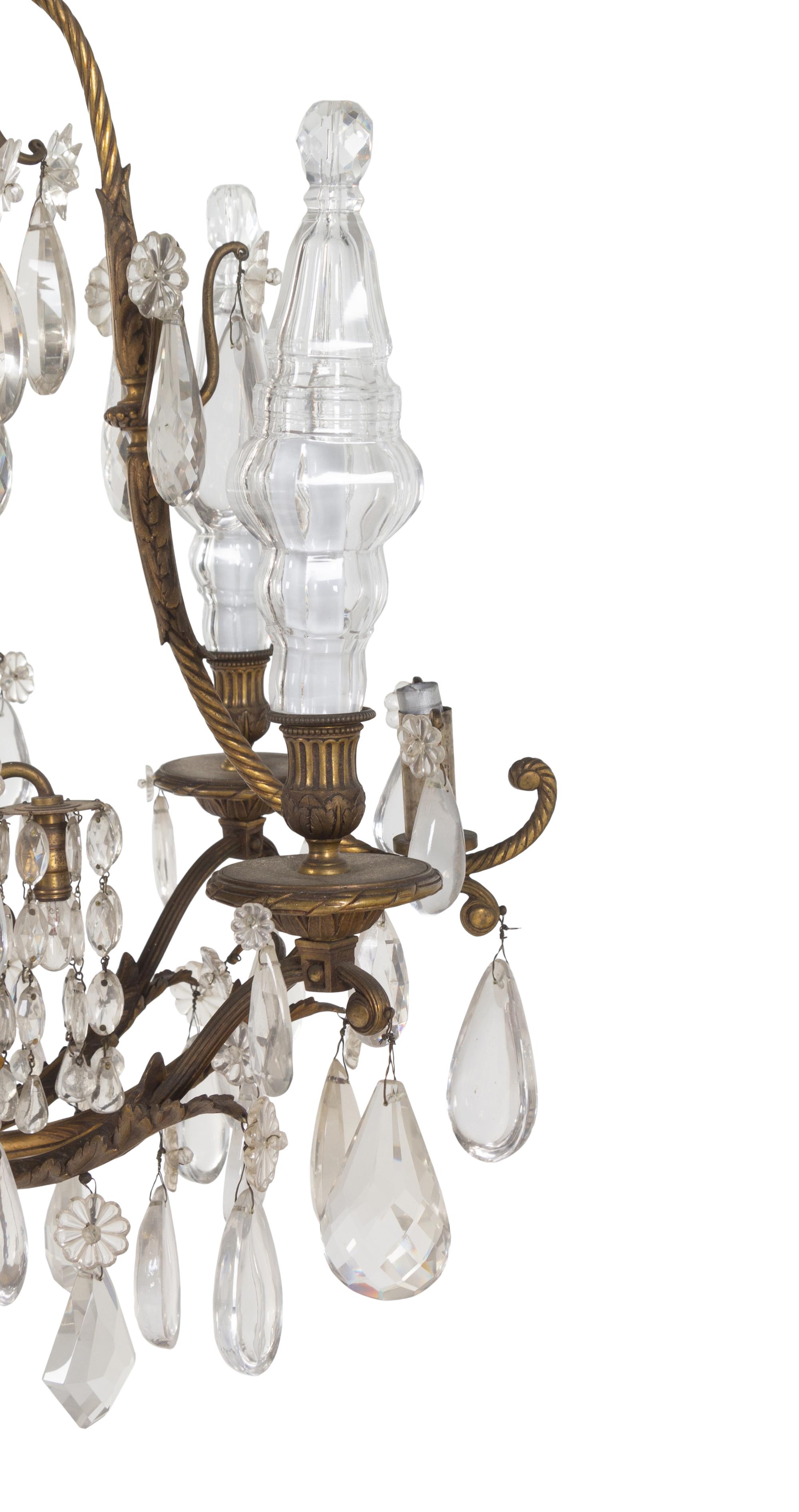 A Continental Gilt Bronze and Cut Glass Eight-Light Chandelier
