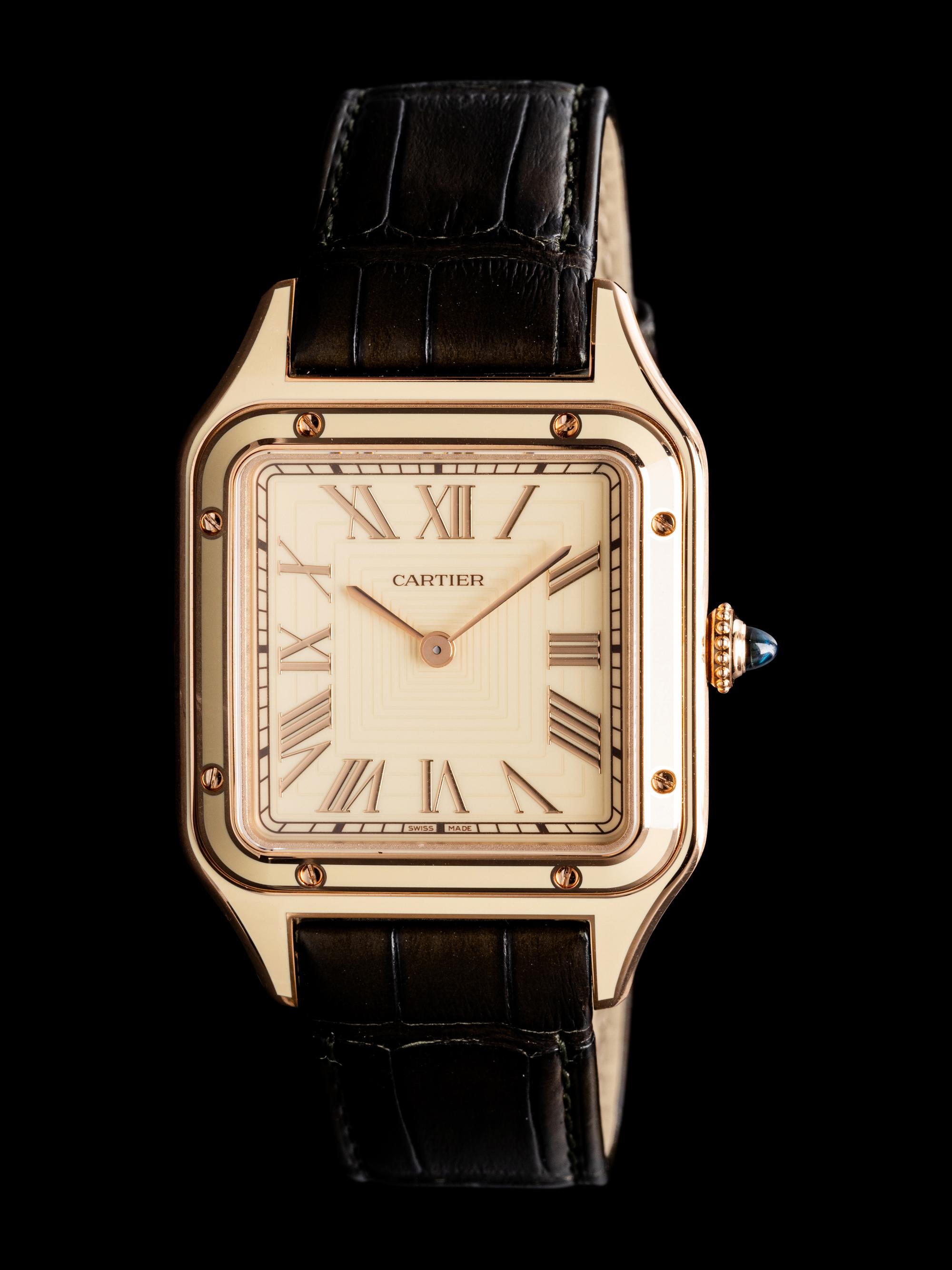 CARTIER, 18K ROSE GOLD AND LACQUER 'SANTOS DUMONT' LIMITED EDITION WATCH