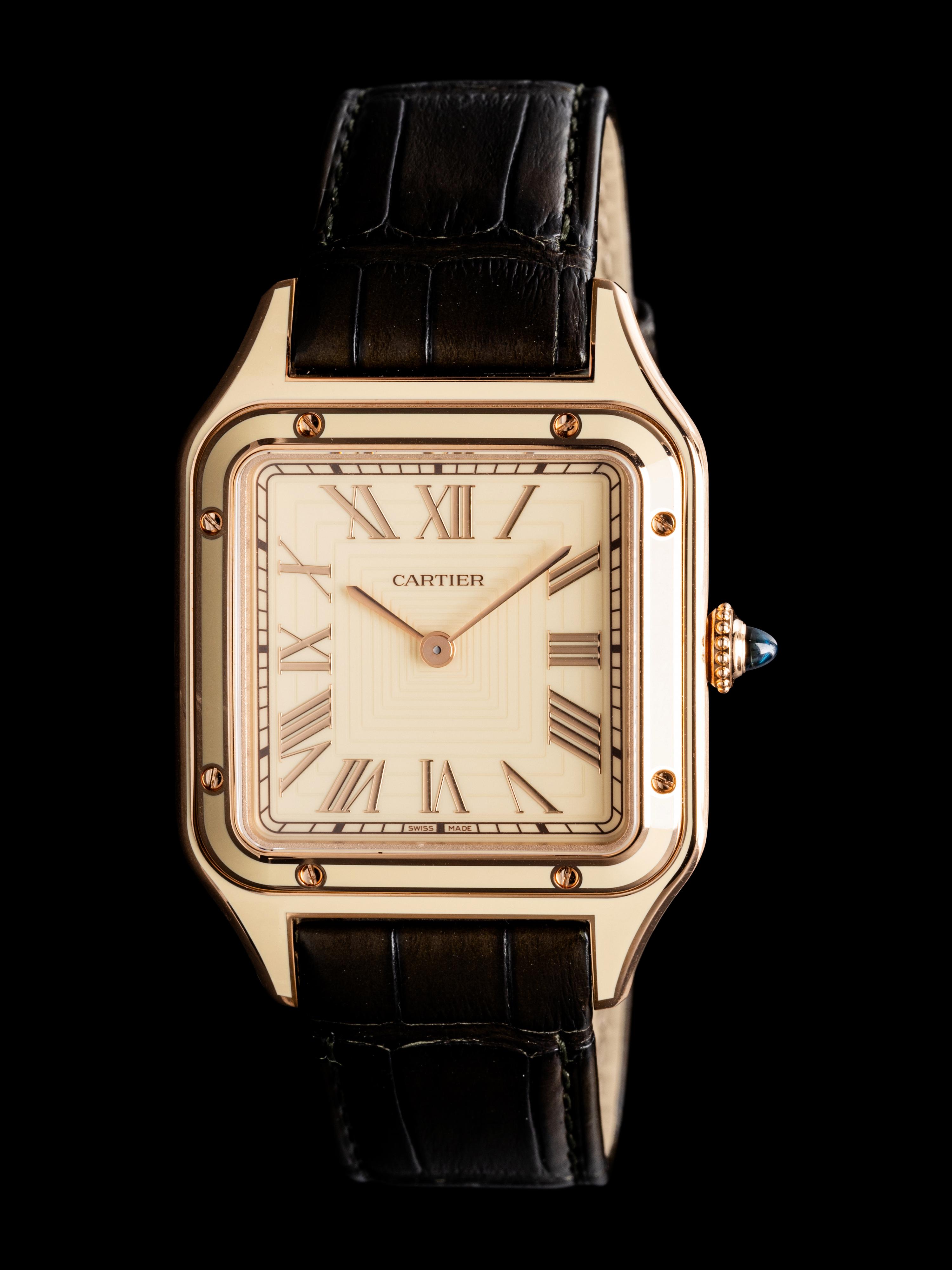CARTIER, 18K ROSE GOLD AND LACQUER 'SANTOS DUMONT' LIMITED EDITION WATCH