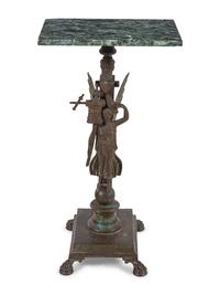 An Etruscan Style Bronze and Marble-Top Pedestal Table in the Manner of Chiurazzi