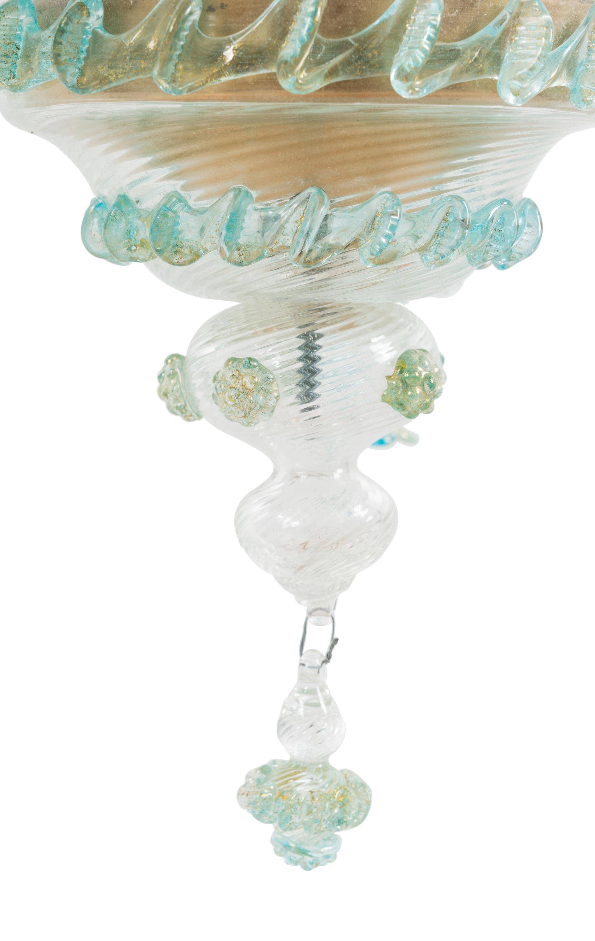 A Venetian Glass Five-Light Chandelier