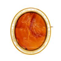 ANTIQUE, AGATE INTAGLIO BROOCH