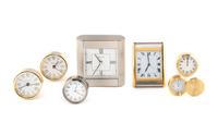 A Group of Tiffany and Cartier Desk Clocks