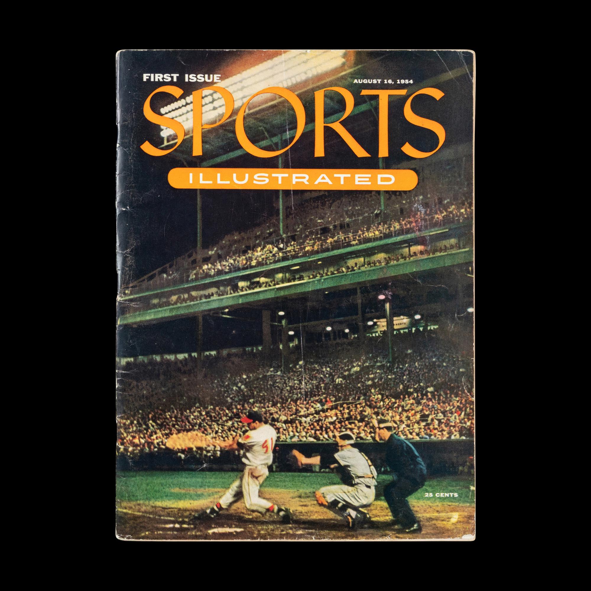 A 1954 Sports Illustrated First Issue with Topps Baseball Card Insert and August 1955 Issue Featuring Ted Williams
