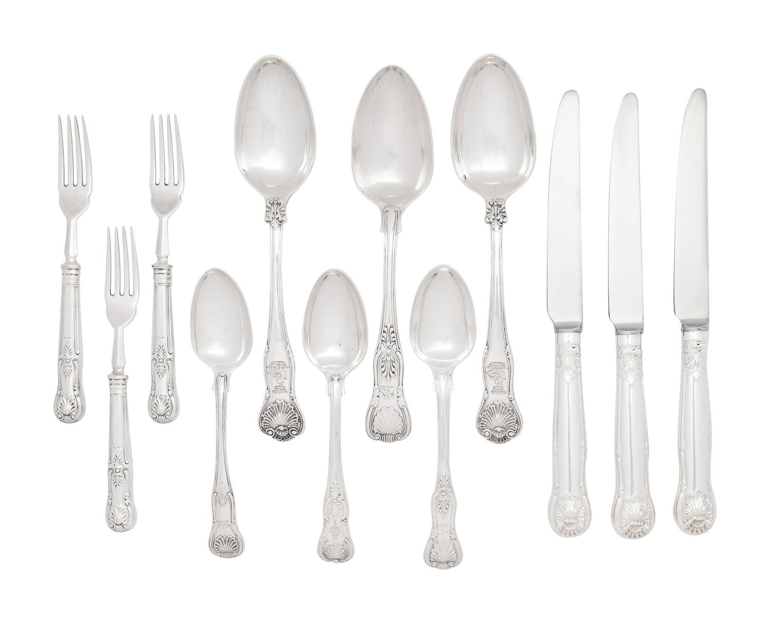 A Group of English Silver Flatware Articles