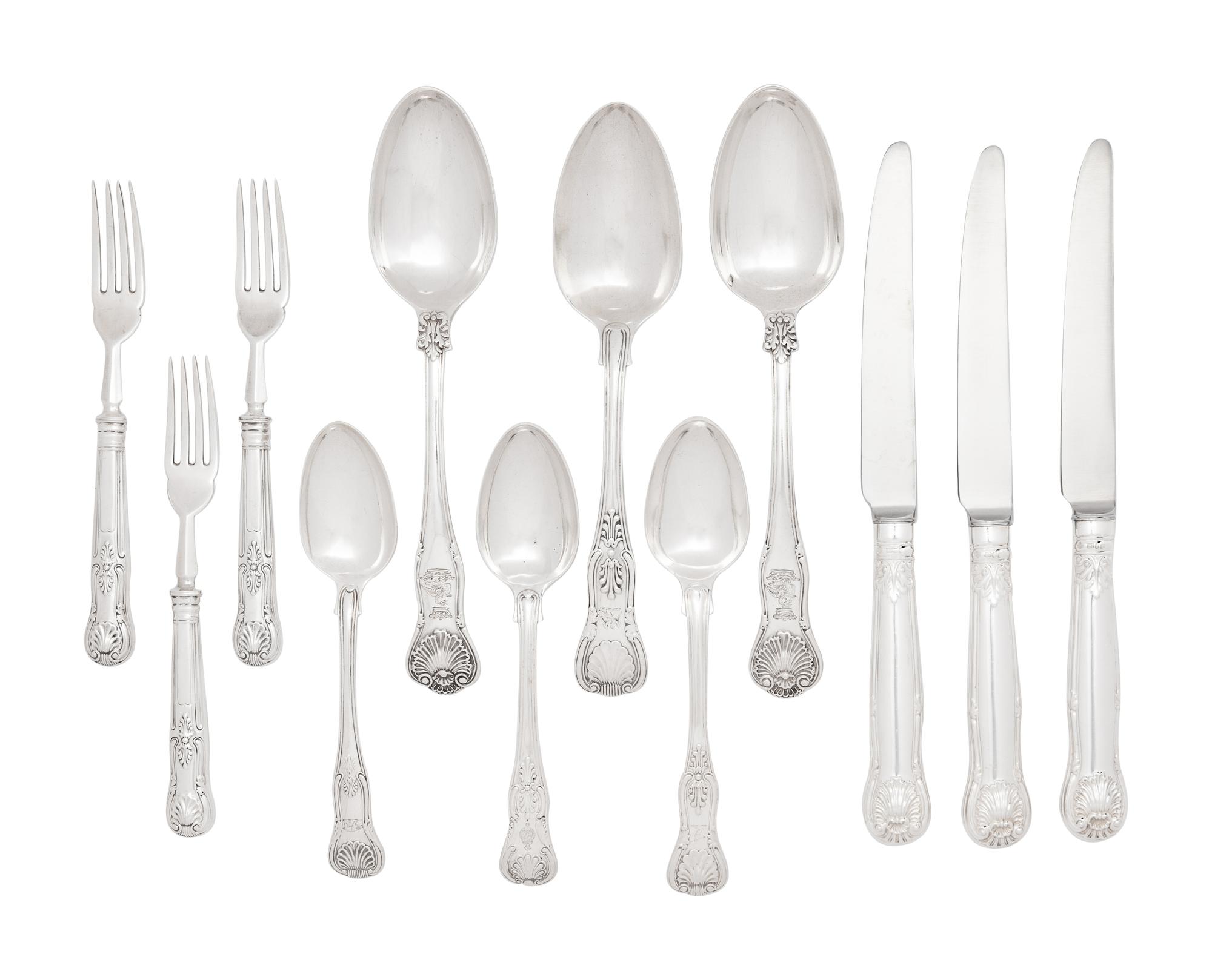 A Group of English Silver Flatware Articles