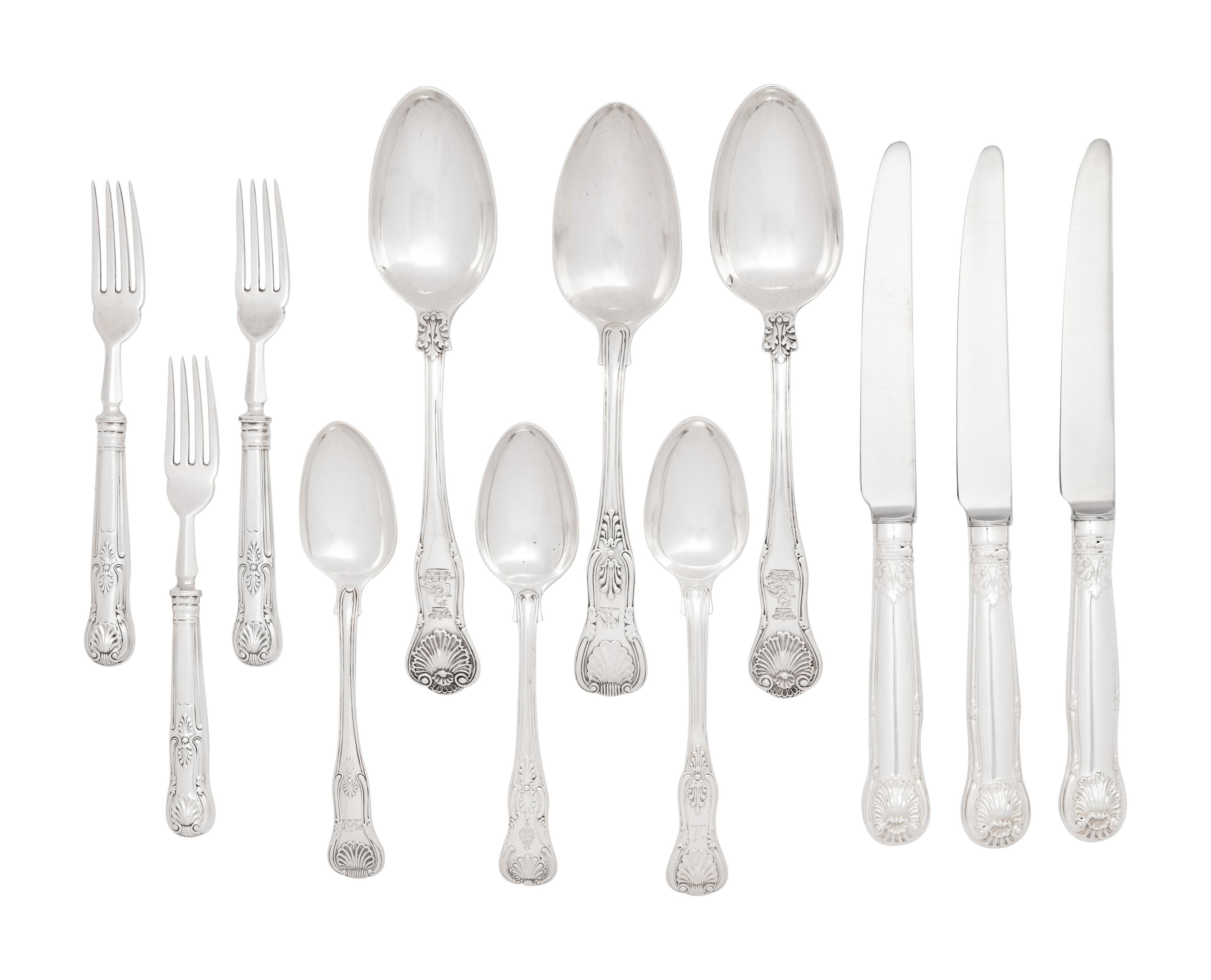 A Group of English Silver Flatware Articles