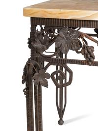 A French Art Deco Wrought Iron and Onyx Side Table