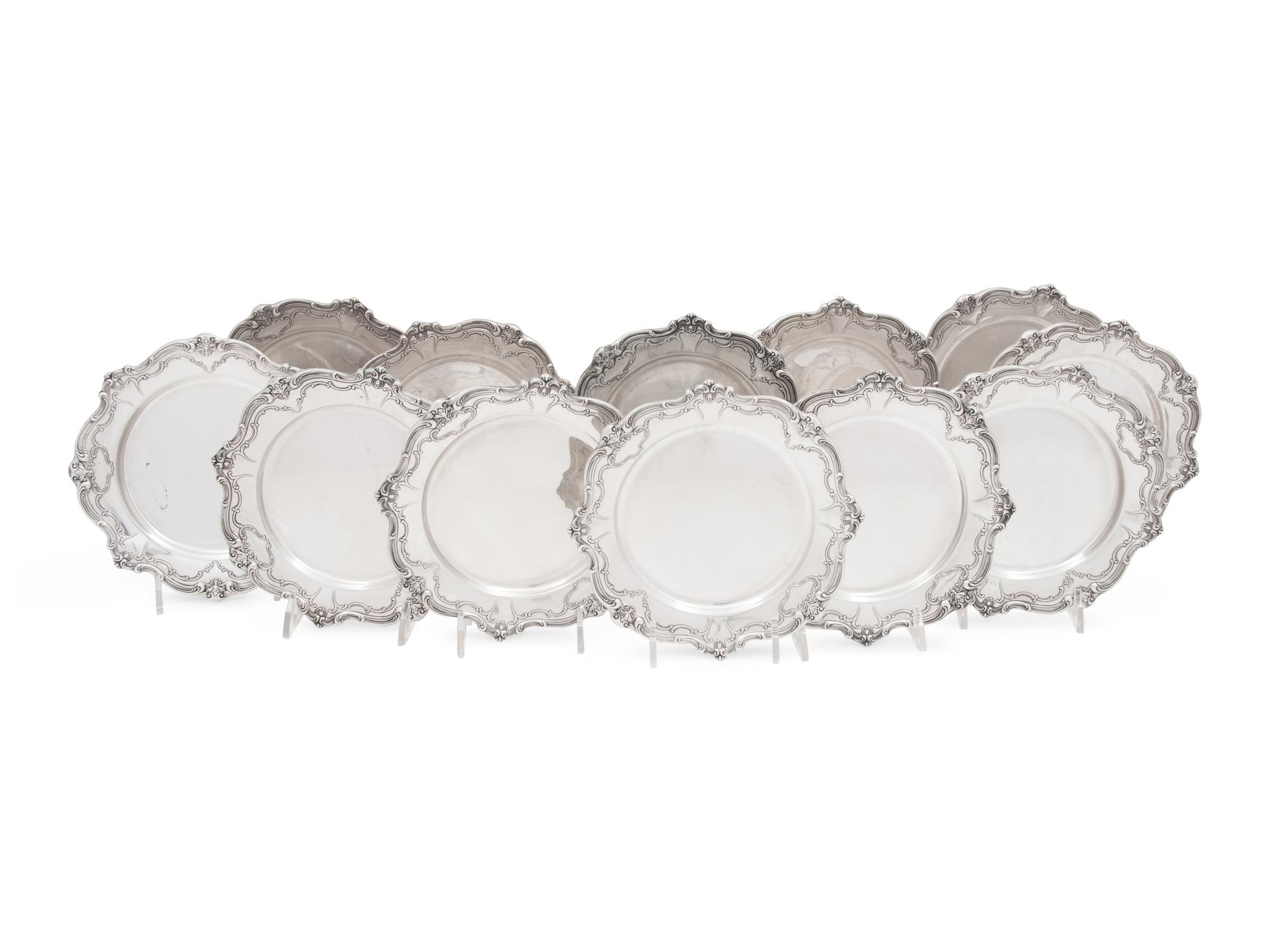 A Set of Twelve American Silver Bread Plates