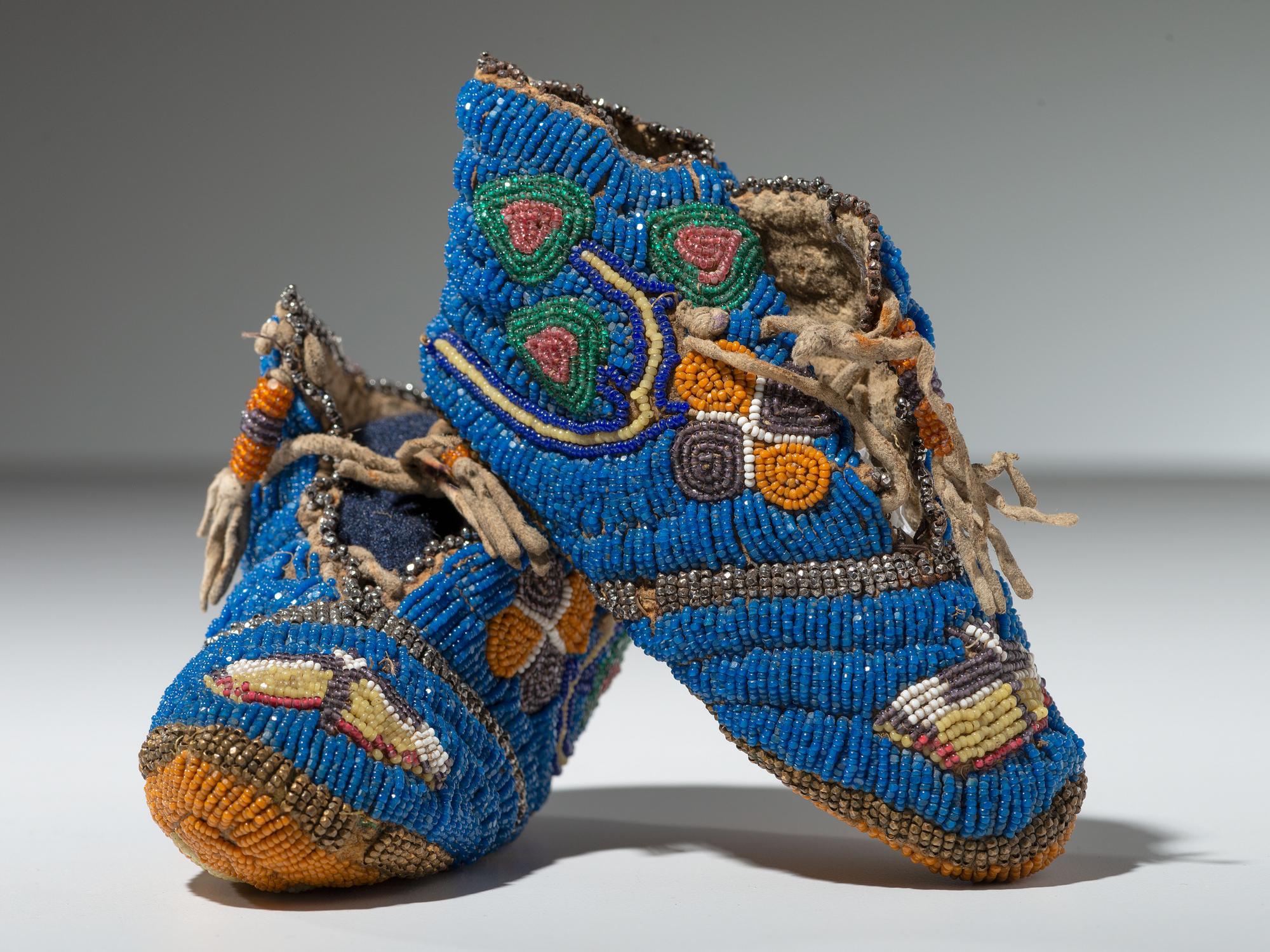 Plains Children's Beaded Hide Moccasins