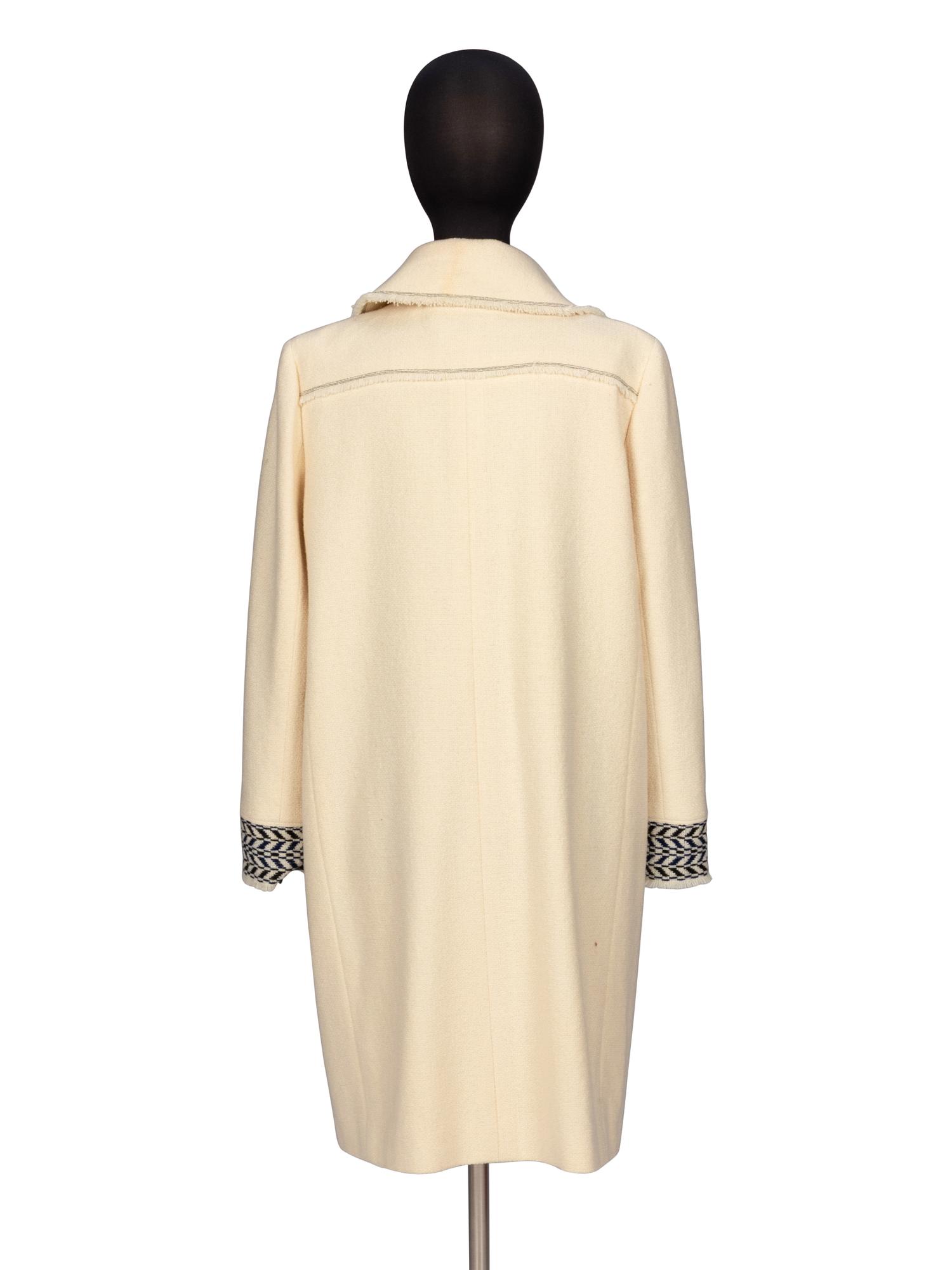 Chanel, Chevron-Trim Tweed Coat