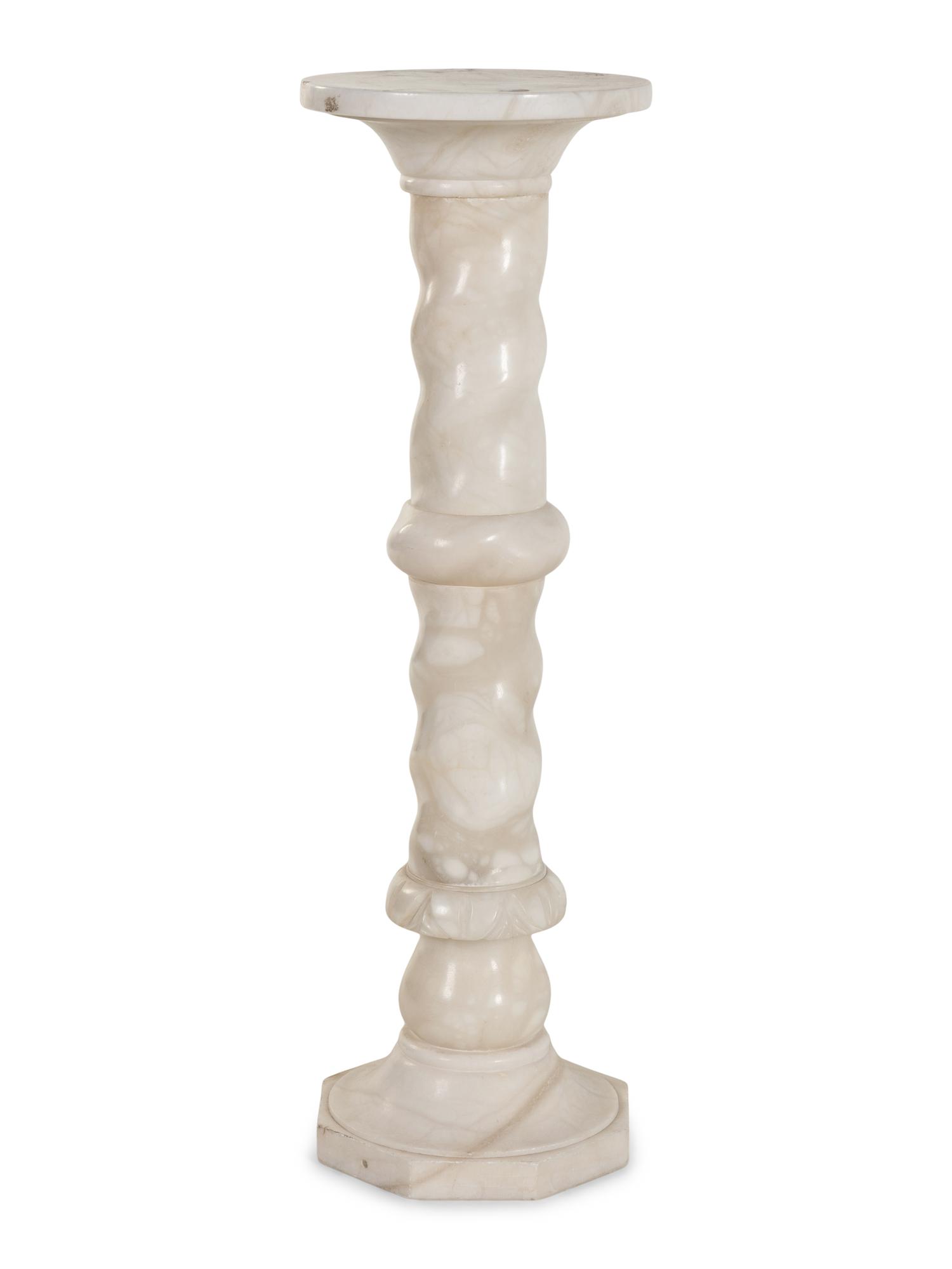 A Twist-Carved Alabaster Pedestal